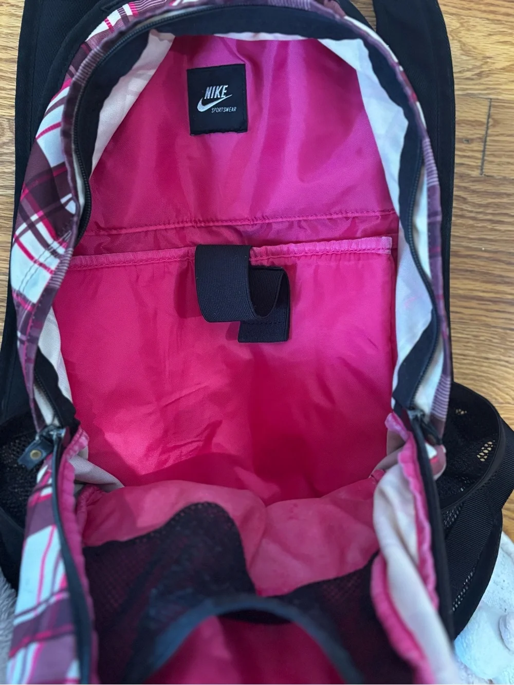 Nike White and Pink Plaid Men's Backpack